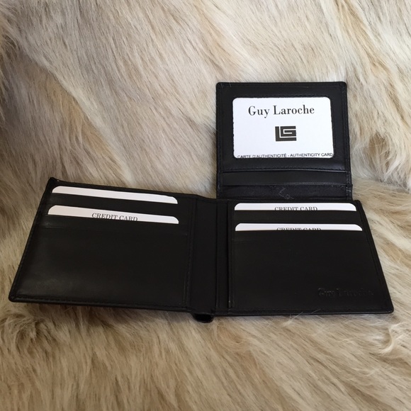 ✨NWOT✨Men's Black Leather Wallet By Guy Laroche - Picture 5 of 8